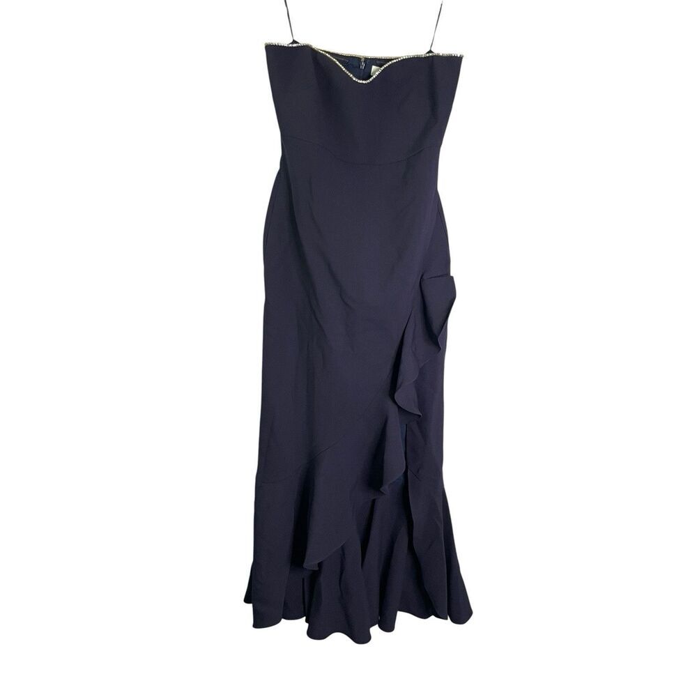 Likely SHANNON GOWN Asymmetrical Hem Ruffle Dress in Navy NWT Size 6 - Picture 11 of 11